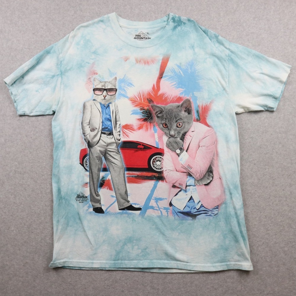 The Mountain T-Shirt Mens XL Undercover Kittens Crew Neck Tee Blue Short Sleeve